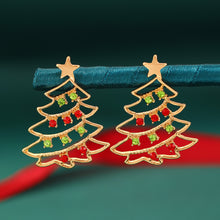 Christmas Earrings With Christmas Tree Colorful Zircon Christmas Tree Earrings  For Women Personality Earrings Party Jewelry Christmas Gift
